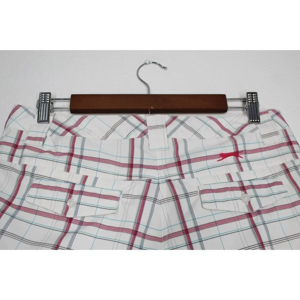 SLAZENGER Plaid Golf‎ Shorts Women's 6 White Pink Athletic Stretchy Pickleball